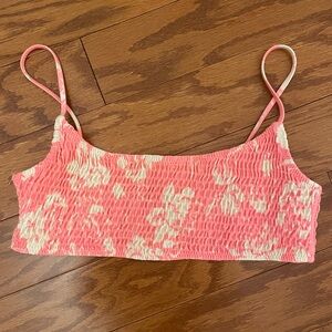 TRIANGL Floral Pink and Cream Bikini Top